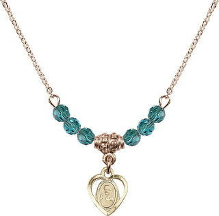 18" Hamilton Gold Plated Necklace with 4mm Zircon Crystal Beads featuring a 14kt Gold Filled Scapular Medal.