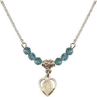 18" Hamilton Gold Plated Necklace with 4mm Zircon Crystal Beads featuring a 14kt Gold Filled Guardian Angel Medal. Engraved Catholic Saint Jewelry