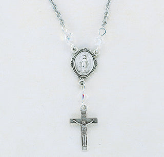 4mm Finest Austrian Crystal Pendant | Sterling Silver Miraculous Medal and Crucifix 18-inch