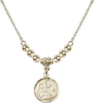 18" Hamilton Gold Plated Necklace with 4mm 14kt Gold Filled Beads featuring a 14kt Gold Filled Saint Joseph Medal. Engraved Catholic Saint Jewelry
