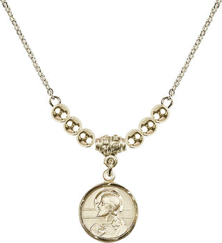18" Hamilton Gold Plated Necklace with 4mm 14kt Gold Filled Beads featuring a 14kt Gold Filled Scapular Medal.