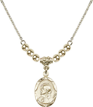 18" Hamilton Gold Plated Necklace with 4mm 14kt Gold Filled Beads featuring a 14kt Gold Filled Scapular Medal.