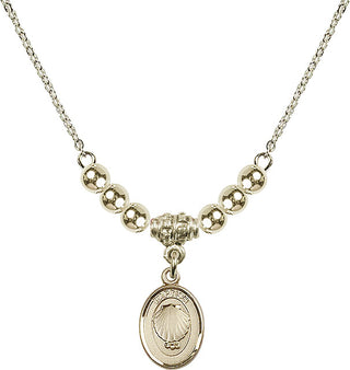 18" Hamilton Gold Plated Necklace with 4mm 14kt Gold Filled Beads featuring a 14kt Gold Filled Baptism Medal.