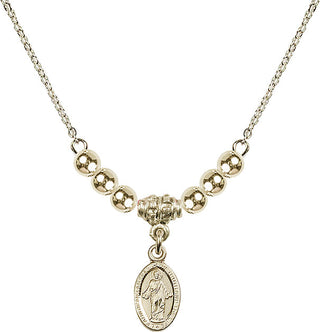 18" Hamilton Gold Plated Necklace with 4mm 14kt Gold Filled Beads featuring a 14kt Gold Filled Scapular Medal.