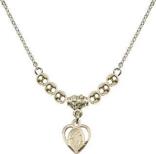18" Hamilton Gold Plated Necklace with 4mm 14kt Gold Filled Beads featuring a 14kt Gold Filled Guardian Angel Medal. Engraved Catholic Saint Jewelry
