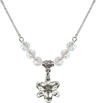18" Rhodium Plated Necklace with 4mm Crystal Beads featuring a Sterling Silver Chastity Medal.