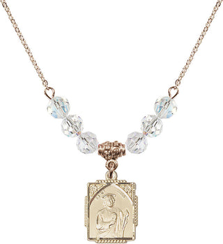 18" Hamilton Gold Plated Necklace with 4mm Crystal Beads featuring a 14kt Gold Filled Saint Jude Medal. Engraved Catholic Saint Jewelry