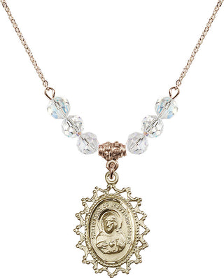18" Hamilton Gold Plated Necklace with 4mm Crystal Beads featuring a 14kt Gold Filled Scapular Medal.
