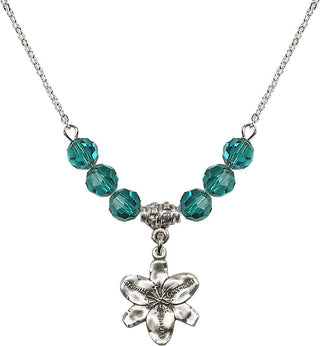 18" Rhodium Plated Necklace with 4mm Zircon Crystal Beads featuring a Sterling Silver Chastity Medal.