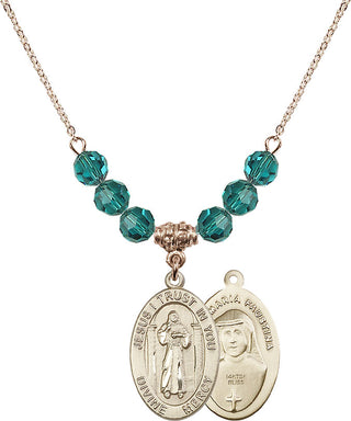 18" Hamilton Gold Plated Necklace with 4mm Zircon Crystal Beads featuring a 14kt Gold Filled Divine Mercy Medal.