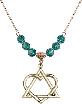 18" Hamilton Gold Plated Necklace with 4mm Zircon Crystal Beads featuring a 14kt Gold Filled Adoption Heart Medal.