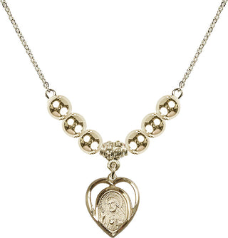 18" Hamilton Gold Plated Necklace with 6mm 14kt Gold Filled Beads featuring a 14kt Gold Filled Scapular Medal.
