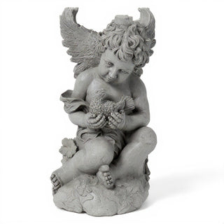 Cherub with Dove Table - 19-inch — Limestone finish