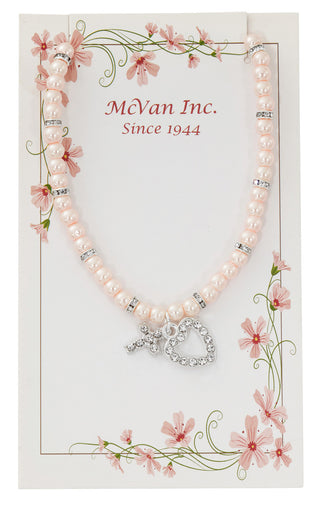 16"Stretch Pink Pearl Heart,Cr