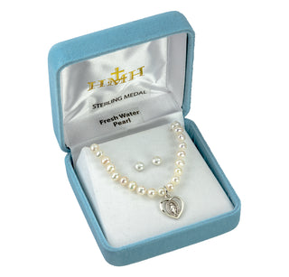 Freshwater Pearl Miraculous Heart and Earring Set