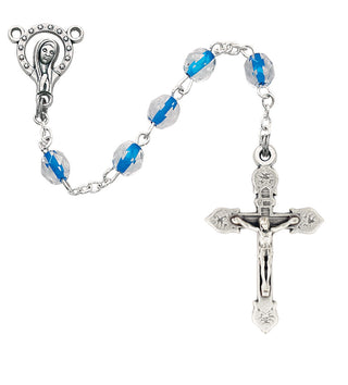 6MM Blue Swirl Rosary Boxed