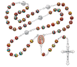 Red Venetian Glass Guadalupe Rosary