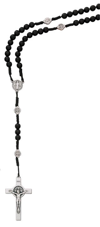 Black Corded St. Benedict Rosary