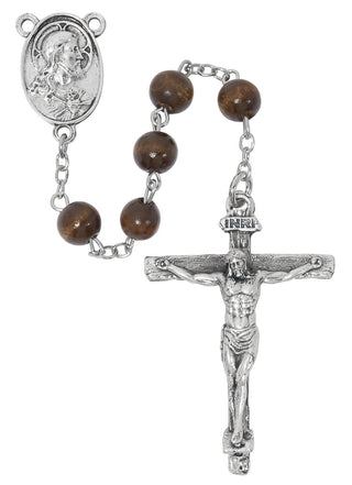 8MM Brown Wood Sacred Heart