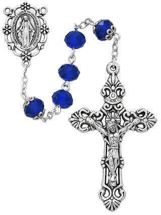 8MM Sun-Cut Blue Rosary