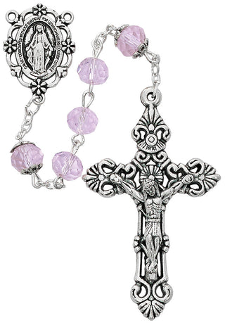 8MM Sun-Cut Pink Rosary