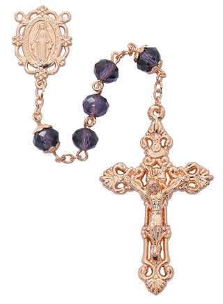 8MM Amethyst Rose Gold Rosary