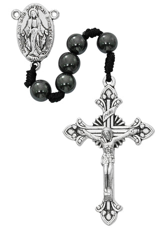 Corded Miraculous Hematite Rosary