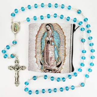 Aqua Crystal Guadalupe Rosary