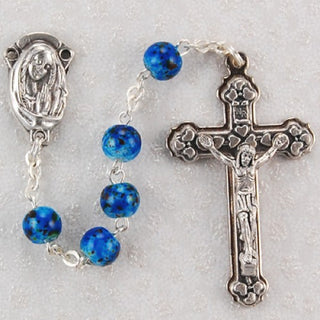 6MM Blue Swirl Rosary