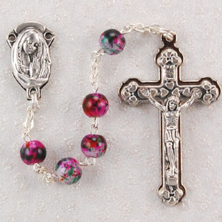 6MM Pink Swirl Rosary