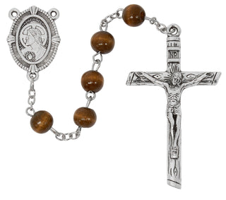 8MM Brown Wood Sacred Heart