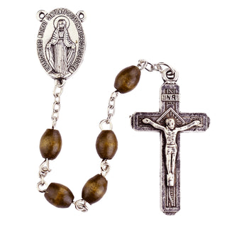 Black Wood Rosary With Silver