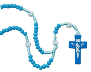 Kid'S Pink Wood Rosary Boxed