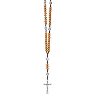 Brown Wood Sacred Heart Rosary