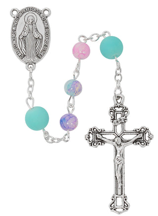 Pink & Blue Glass Rosary