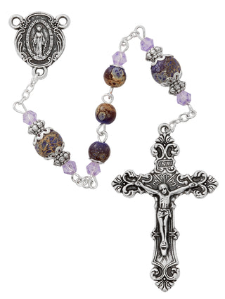 6mm Purple Marble Rosary
