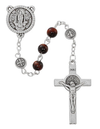 Brown Glass St. Benedict Rosary