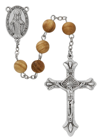 8mm Milk Wood Bead Rosary