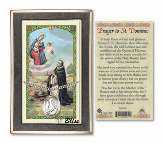 Sterling Silver Saint Dominic de Guzman Medal | 24-inch Chain | Prayer to Saint Dominic Guzman Prayer Card Engraved Catholic Saint Jewelry
