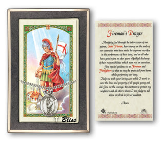 Sterling Silver Saint Florian Medal | 24-inch Chain | St Florian - Firemans Prayer Prayer Card Engraved Catholic Saint Jewelry