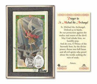 Sterling Silver Saint Michael / Nat'l Guard Medal Necklace with Prayer to St Michael - Defend Us in Battle Prayer Card