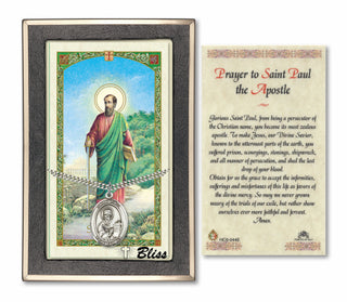 Sterling Silver Saint Paul the Apostle Medal | 24-inch Chain | Prayer to St Paul Prayer Card Engraved Catholic Saint Jewelry