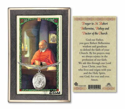 Sterling Silver St. Robert Bellarmine Medal | 24-inch Chain | Prayer to St. Robert Prayer Card | Engravable