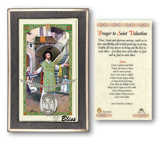 Sterling Silver Saint Valentine of Rome Medal | 24-inch Chain | Prayer to St Valentine Prayer Card Engraved Catholic Saint Jewelry