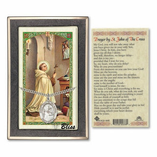 Sterling Silver Saint John of the Cross Medal | 24-inch Chain | Prayer to St John of the Cross Prayer Card Engraved Catholic Saint Jewelry
