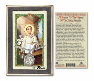 Sterling Silver Saint Bernard of Clairvaux Medal | 24-inch Chain | Saint Bernard Prayer Card Engraved Catholic Saint Jewelry
