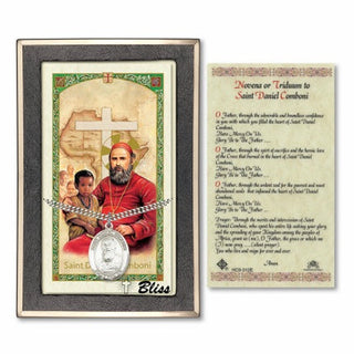 Sterling Silver Saint Daniel Comboni Medal | 24-inch Chain | Novena or Triduum to Saint Daniel Comboni Prayer Card Engraved Catholic Saint Jewelry