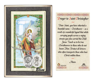 Sterling Silver Saint Christopher/Baseball Medal Necklace with Prayer to St Cristopher Prayer Card