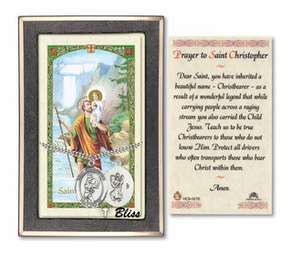 Silver Filled Saint Christopher/Softball Medal on an 24 inch Heavy Curb Chain with a Prayer to St Cristopher Prayer Card.
