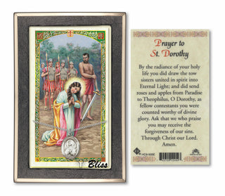 Sterling Silver Saint Dorothy Medal | 18-inch Chain | Prayer to Saint Dorothy Prayer Card Engraved Catholic Saint Jewelry